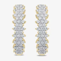 Womens 1 CT. T.W. Lab Grown White Diamond 10K Gold 20.5mm Hoop Earrings