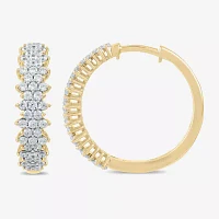 Womens 1 CT. T.W. Lab Grown White Diamond 10K Gold 20.5mm Hoop Earrings