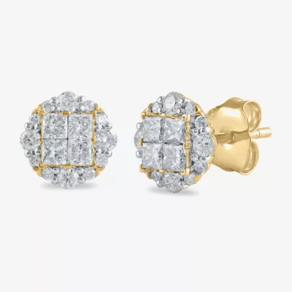 1 CT. T.W. Lab Grown White Diamond 10K Gold 8.5mm Stud Earrings