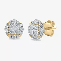 1 CT. T.W. Lab Grown White Diamond 10K Gold 8.5mm Stud Earrings