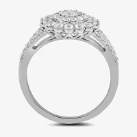 Womens 1 CT. T.W. Lab Grown White Diamond 10K Gold Side Stone Cocktail Ring