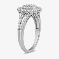 Womens 1 CT. T.W. Lab Grown White Diamond 10K Gold Side Stone Cocktail Ring