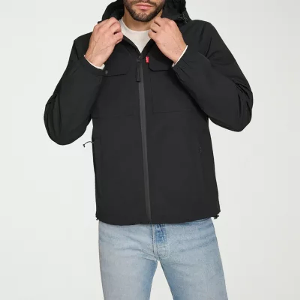 Levi's Mens Water Resistant Wind Hooded Midweight Raincoat