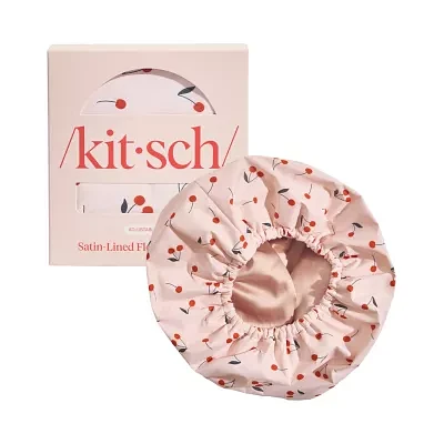 Kitsch Satin-Lined Flexi Shower Cap- Cherry Print