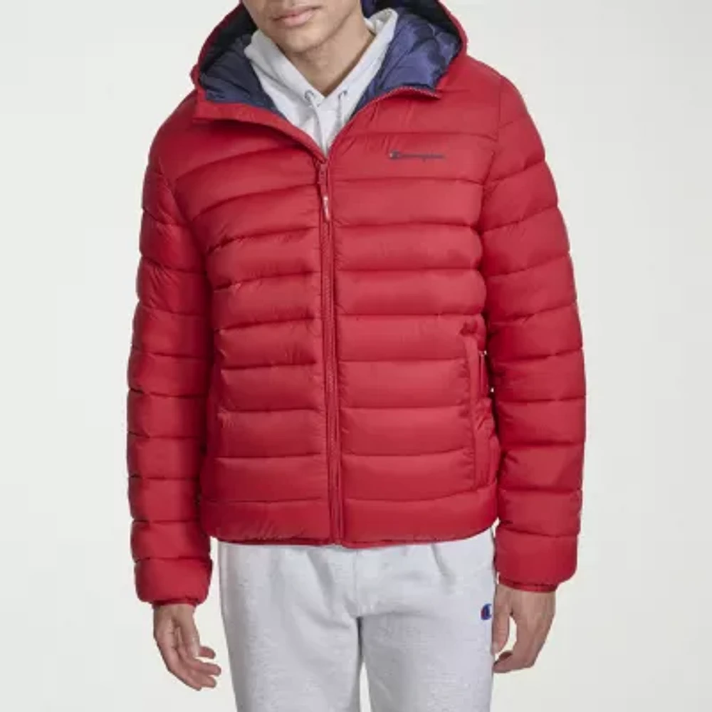 Champion Mens Water Resistant Wind Hooded Midweight Puffer Jacket