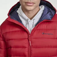 Champion Mens Water Resistant Wind Hooded Midweight Puffer Jacket