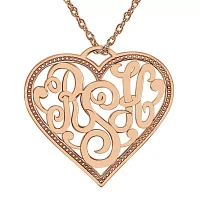 Personalized Script Monogram Initials Heart Pendant Necklace