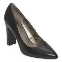 Worthington Womens Zool Pointed Toe Block Heel Pumps