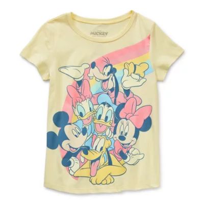 Disney Little & Big Girls Round Neck Mickey and Friends Short Sleeve Graphic T-Shirt