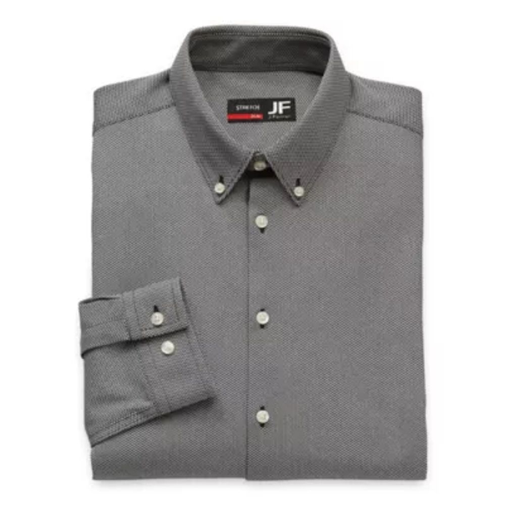 J. Ferrar Slim Mens Fit Easy Care Stretch Fabric Long Sleeve Dress Shirt