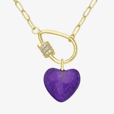 Sparkle Allure 14K Gold Over Brass 18 Inch Paperclip Heart Pendant Necklace