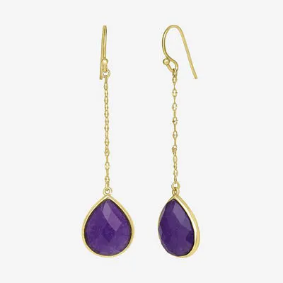 Sparkle Allure 14K Gold Over Brass Pear Drop Earrings