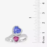 Womens 1/3 CT. T.W. Genuine Blue Tanzanite 10K White Gold Heart Crossover Cocktail Ring