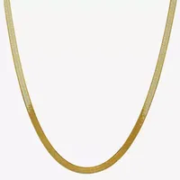 10K Gold Inch Solid Herringbone Chain Necklace