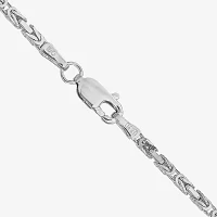 14K White Gold 24 Inch Solid Byzantine Chain Necklace