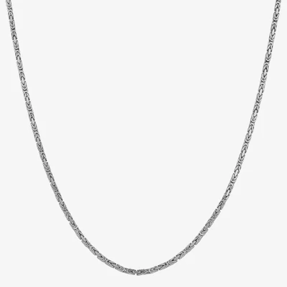 14K White Gold 24 Inch Solid Byzantine Chain Necklace
