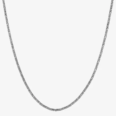 14K White Gold 24 Inch Solid Byzantine Chain Necklace