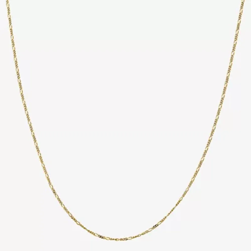 10K Gold 16-24" Solid Figaro Chain Necklace
