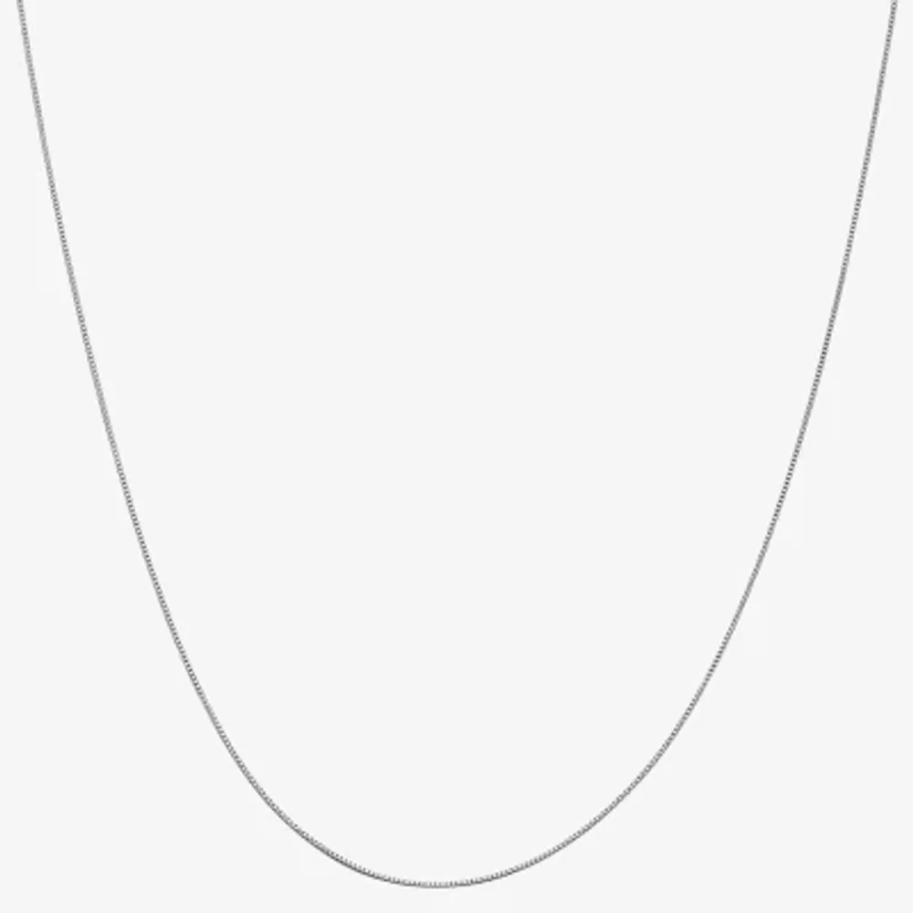 10K White 14-24" Gold Solid Box Chain Necklace