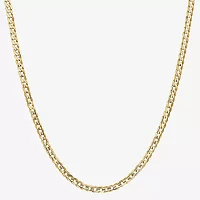 14K Gold 24 Inch Solid Curb Chain Necklace