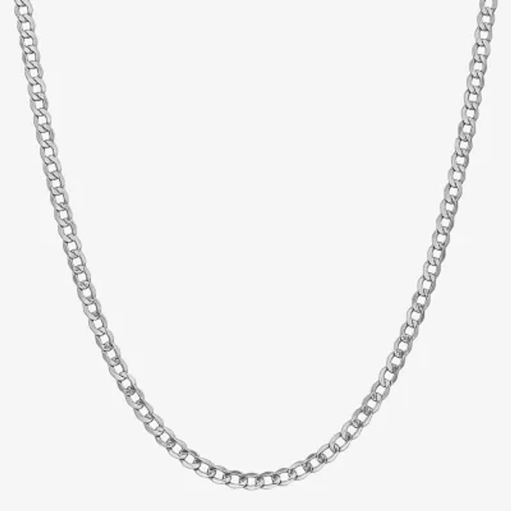 14K White Gold Semisolid Curb Chain Necklace