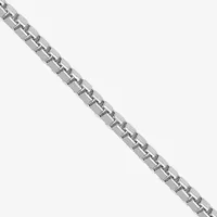 14K White Gold -24" Solid Box Chain Necklace