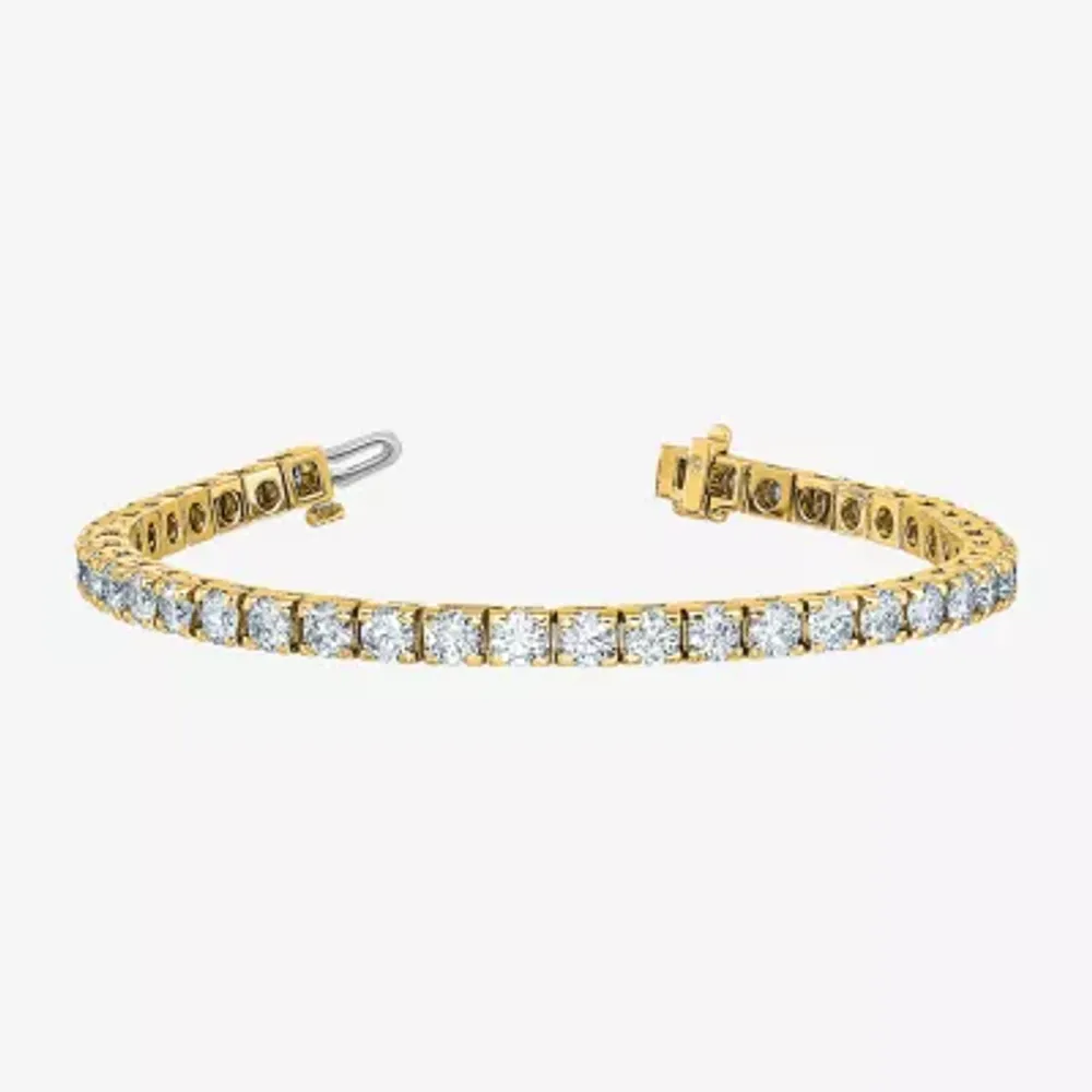 True Light Lab Created White Moissanite 14K Gold 7 Inch Tennis Bracelet
