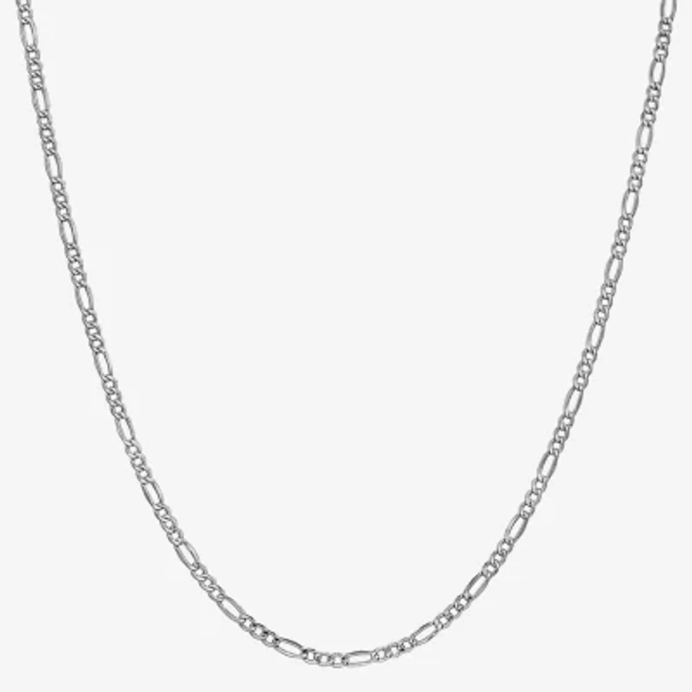 14K Gold 24 Inch Semisolid Figaro Chain Necklace