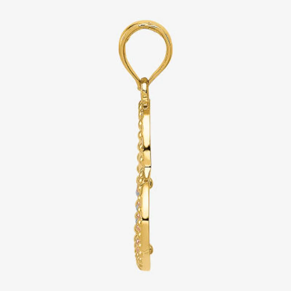 Womens 14K Two Tone Gold Heart Pendant