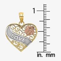 Womens 14K Two Tone Gold Heart Pendant