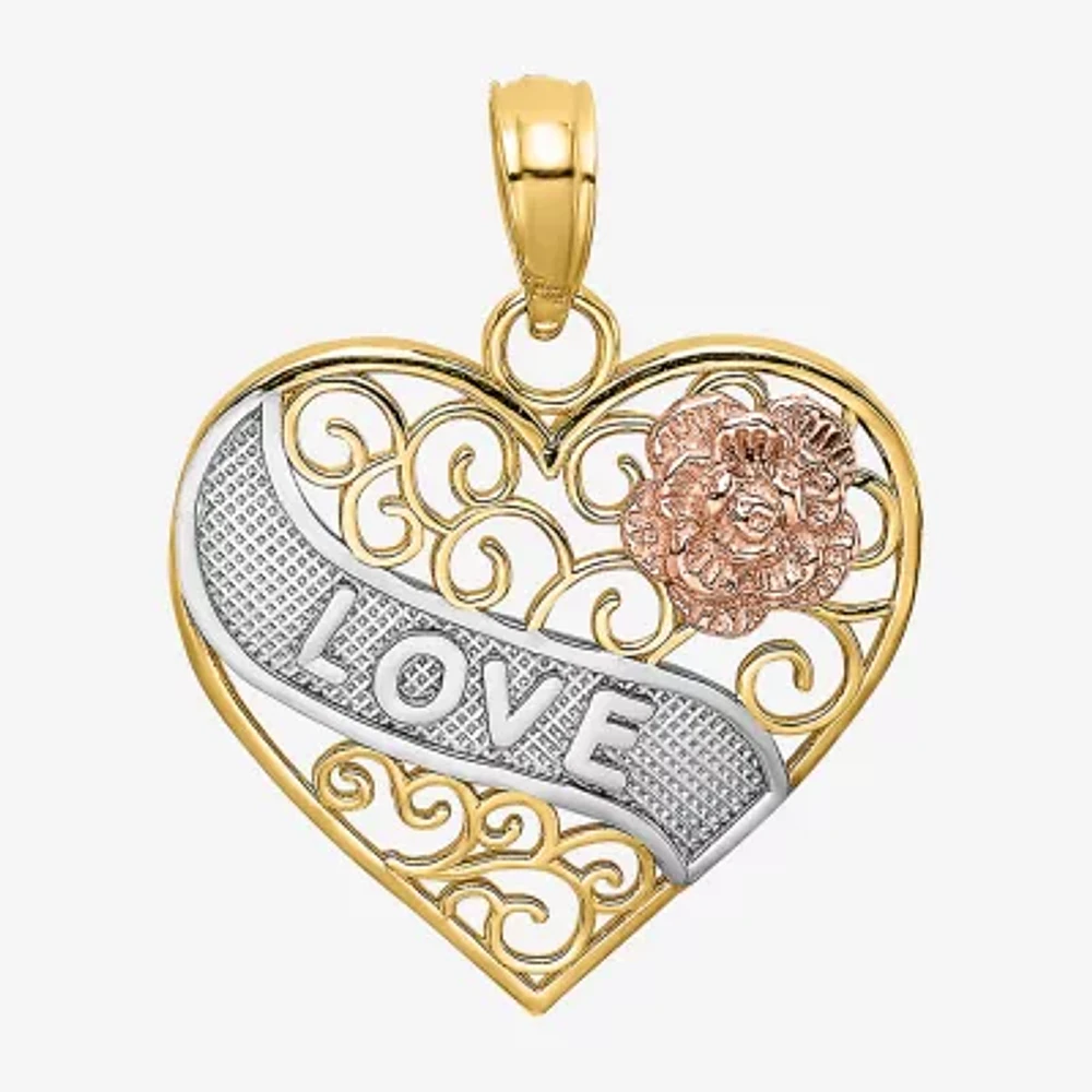 Womens 14K Two Tone Gold Heart Pendant