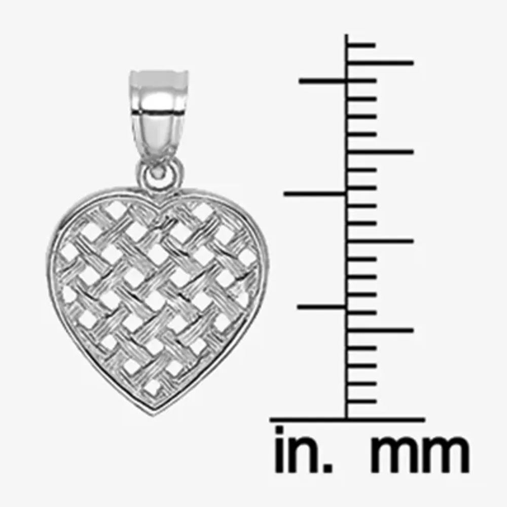 Womens 14K White Gold Heart Charm