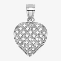 Womens 14K White Gold Heart Charm