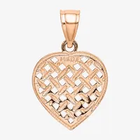 Womens 14K Rose Gold Heart Charm