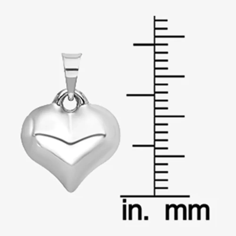 Womens 14K White Gold Heart Charm