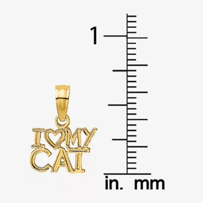 I Love My Cat" Womens 14K Gold Charm"