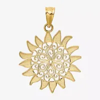 Womens 14K Gold Sunburst Charm