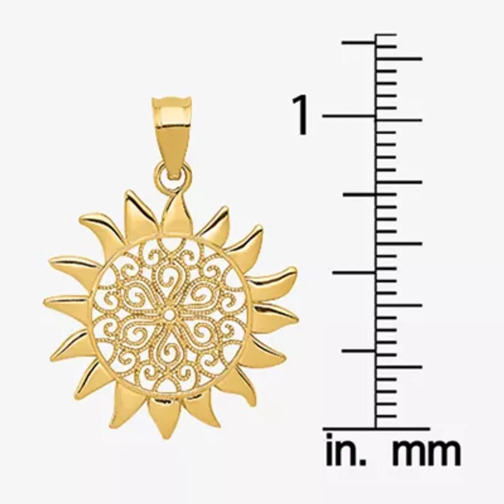 Womens 14K Gold Sunburst Charm