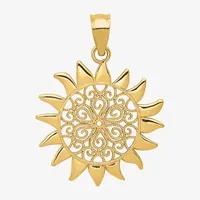 Womens 14K Gold Sunburst Charm