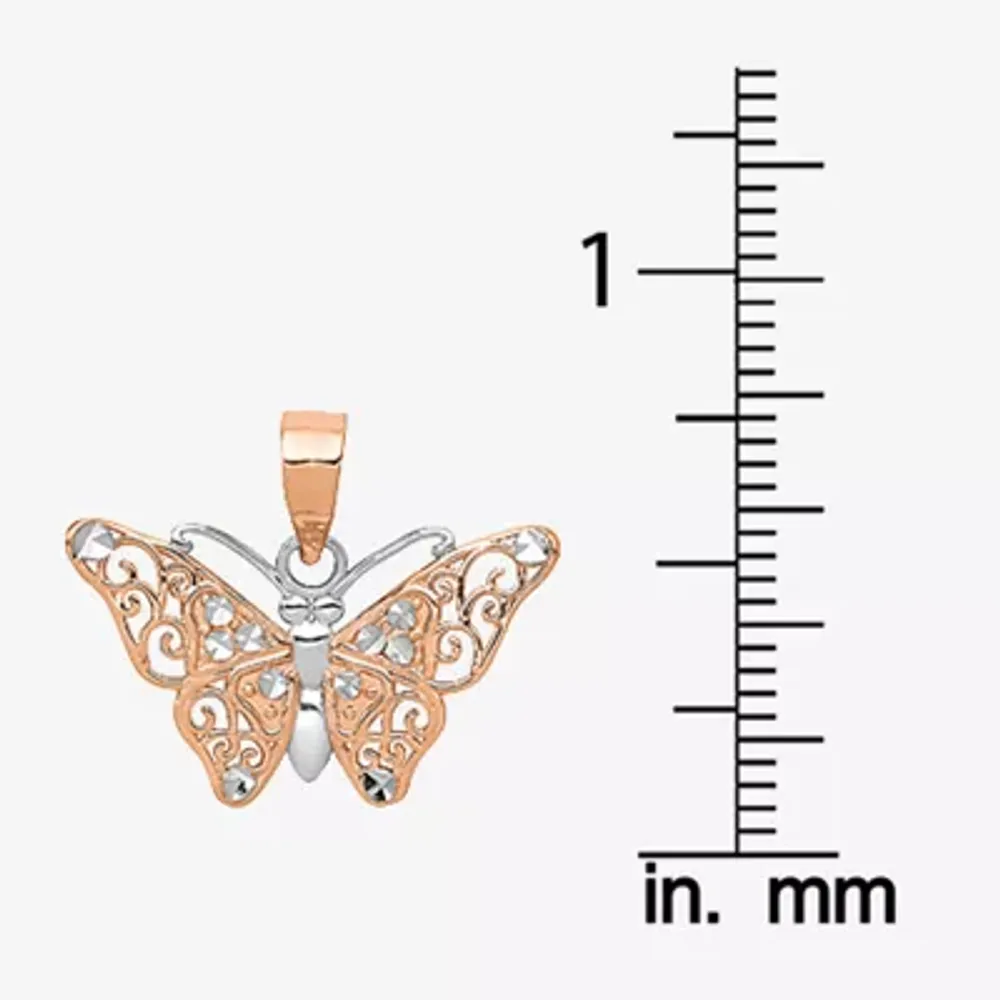 Womens 14K Rose Gold Butterfly Pendant