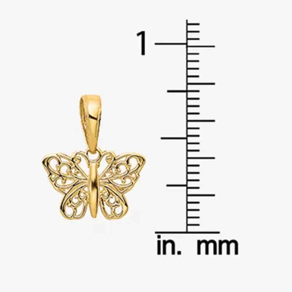 Womens 14K Gold Butterfly Pendant