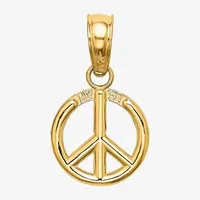 Peace Sign Womens 14K Gold Pendant