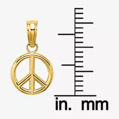 Peace Sign Womens 14K Gold Pendant