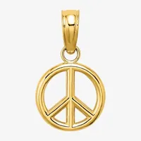 Peace Sign Womens 14K Gold Pendant