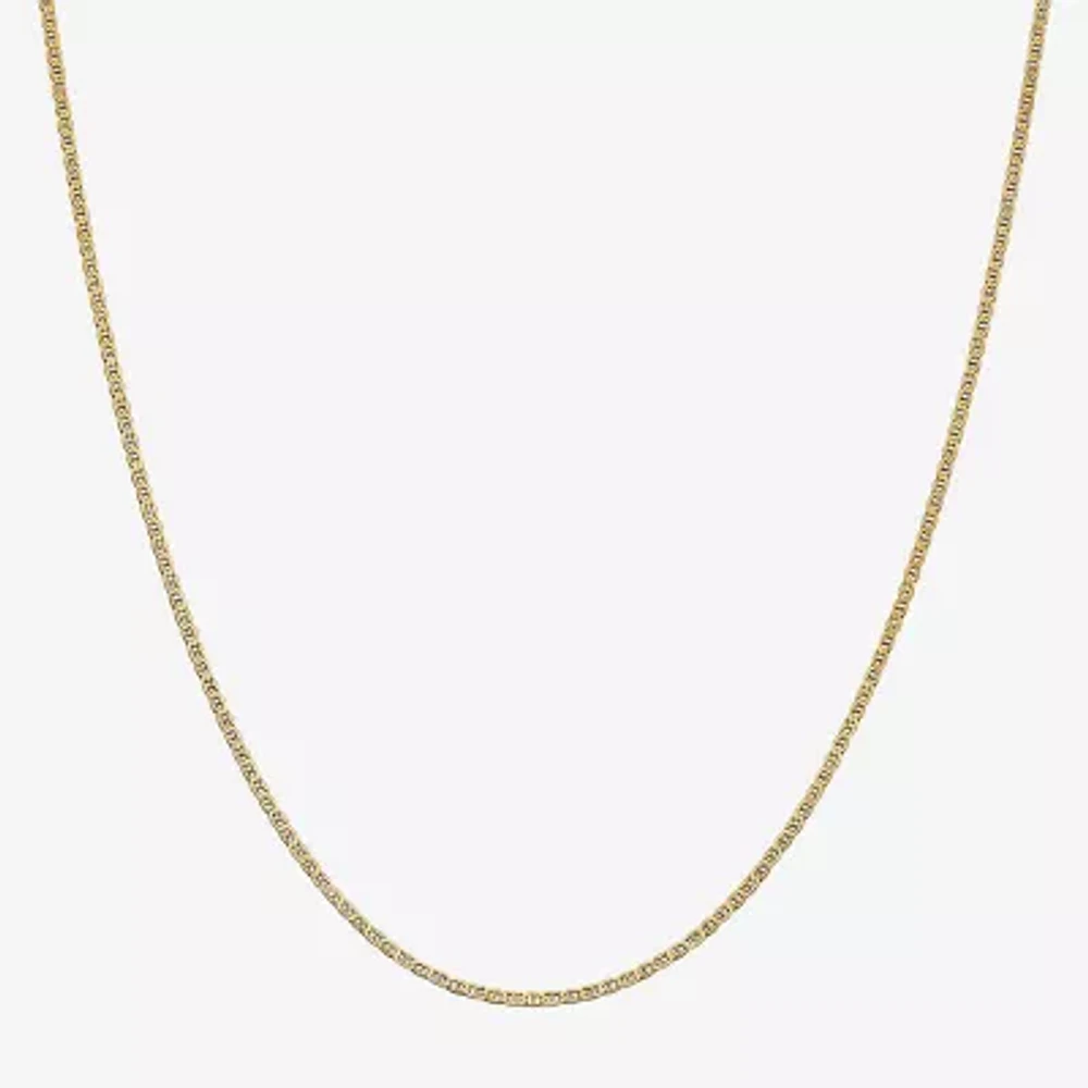 14K Gold Inch Solid Mariner Chain Necklace