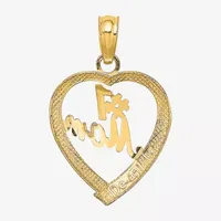 "#1 Mom" Womens 14K Gold Heart Pendant