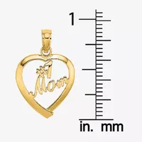 "#1 Mom" Womens 14K Gold Heart Pendant