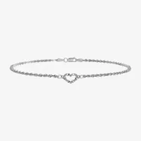 14K Gold 10 Inch Hollow Rope Heart Ankle Bracelet