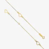 14K Gold 9 Inch Solid Box Heart Ankle Bracelet