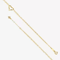 14K Gold Inch Solid Link Heart Ankle Bracelet